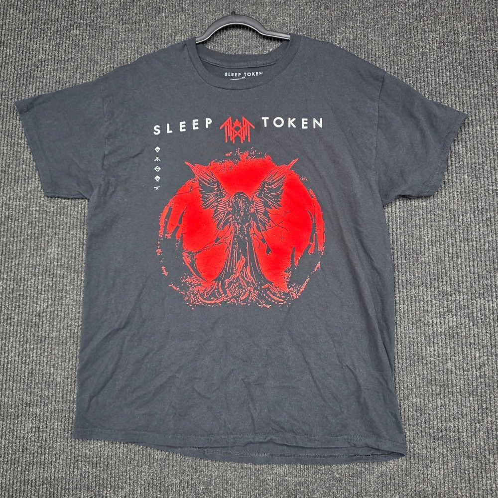 Sleep Token Band T-Shirt Mens XL Black Red Graphic Logo Short Sleeve Cotton Tee